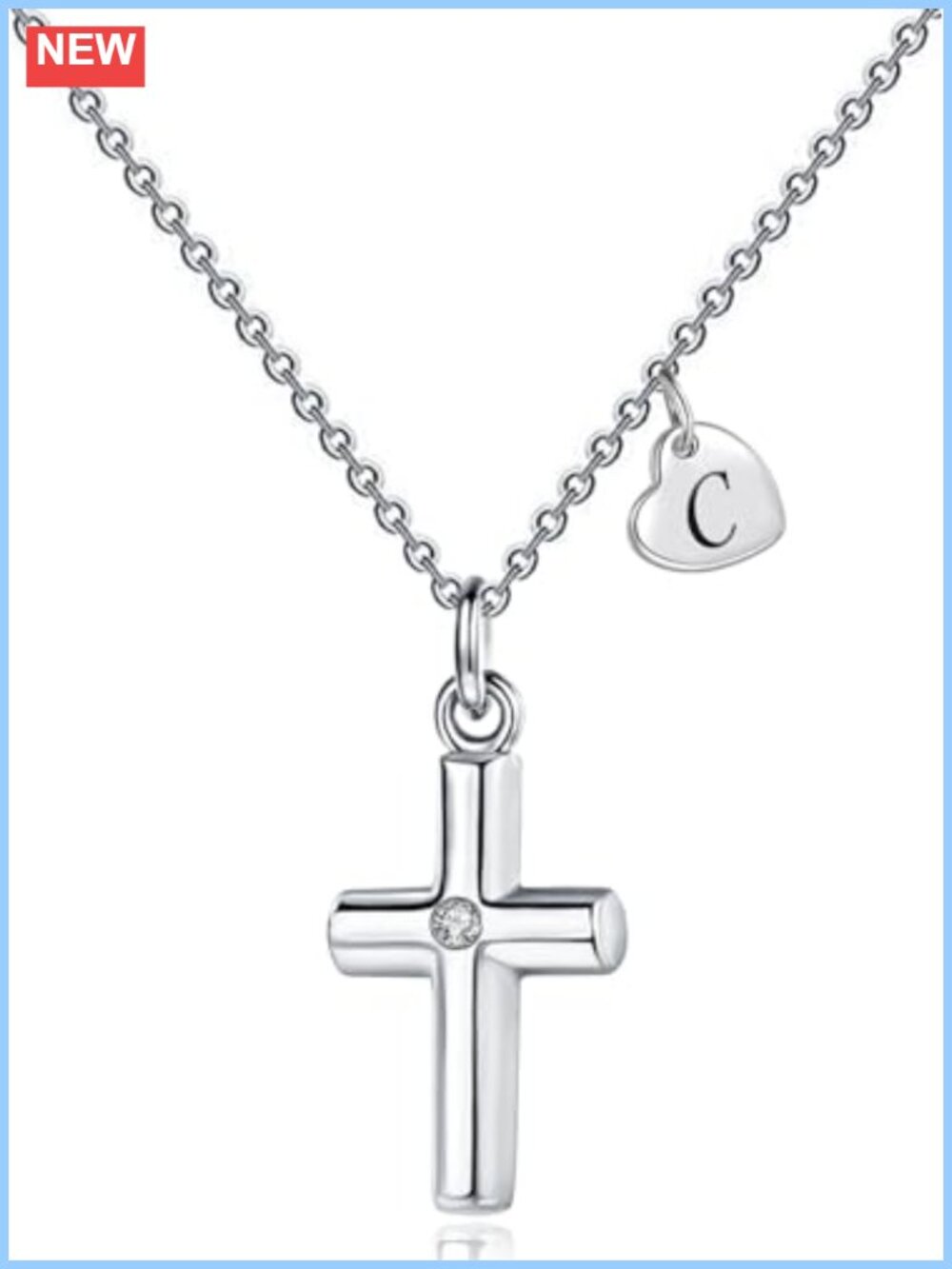 Dainty Cross Pendant Necklace Stainless Steel Initial Charm Jewelry Gift for